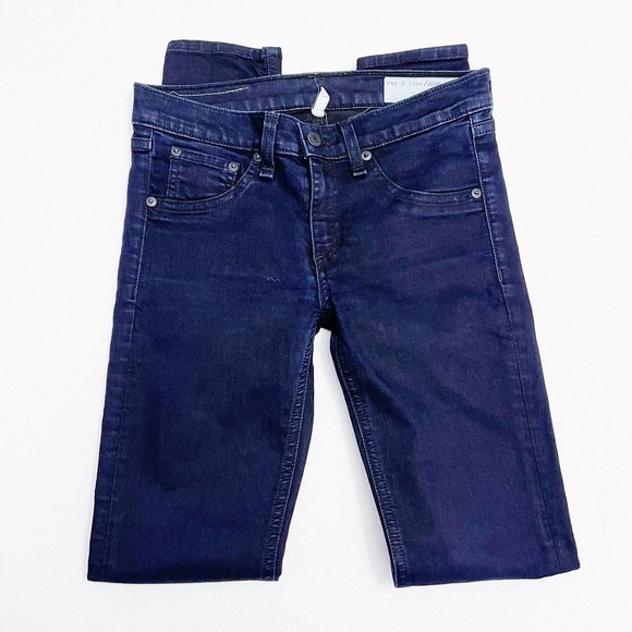 Rag & Bone Legging Skinny Jeans Zippered Midnight SZ25 - Picture 7 of 8
